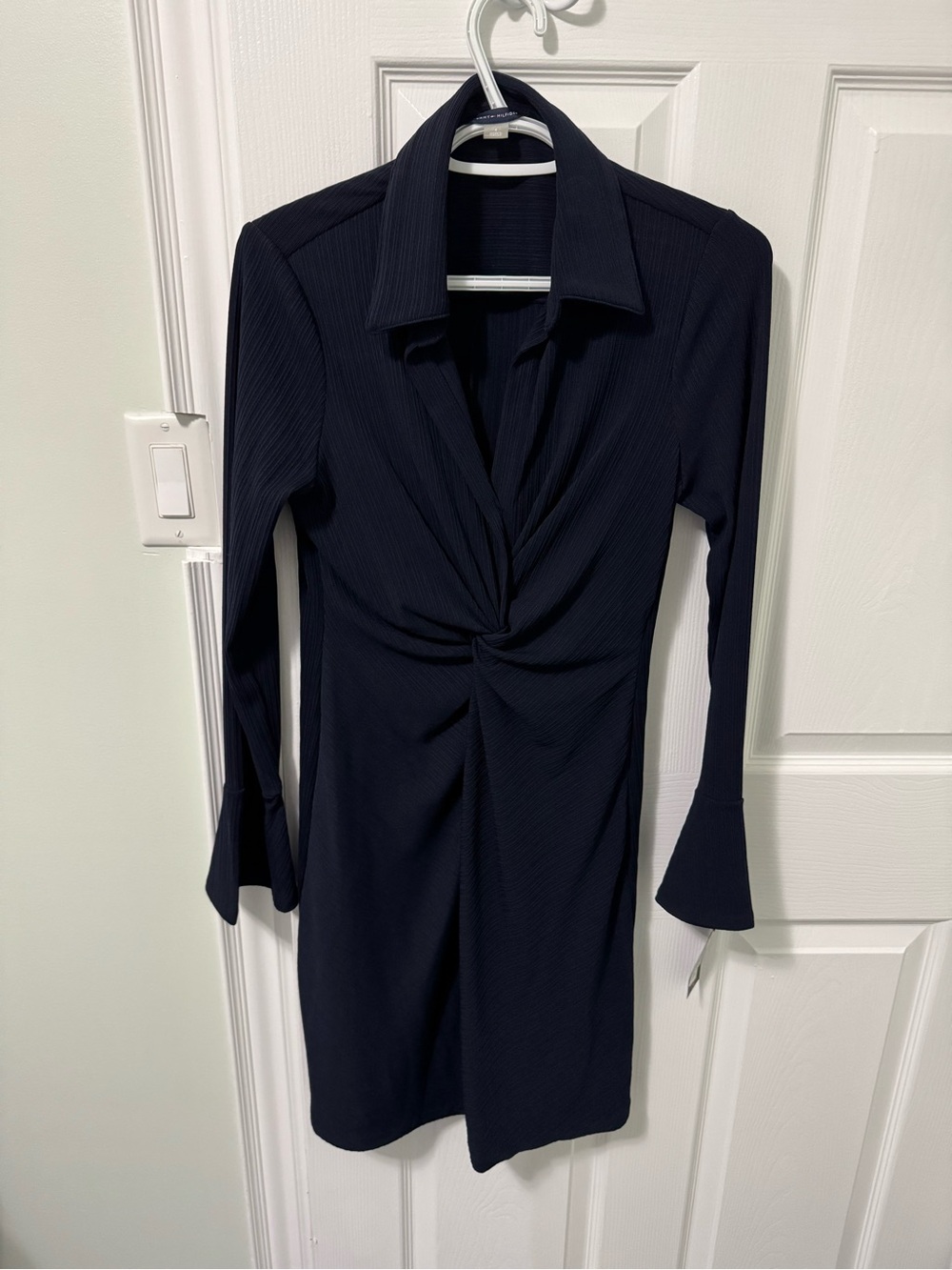 Tommy Hilfiger Navy Twist-Front Long Sleeve Dress